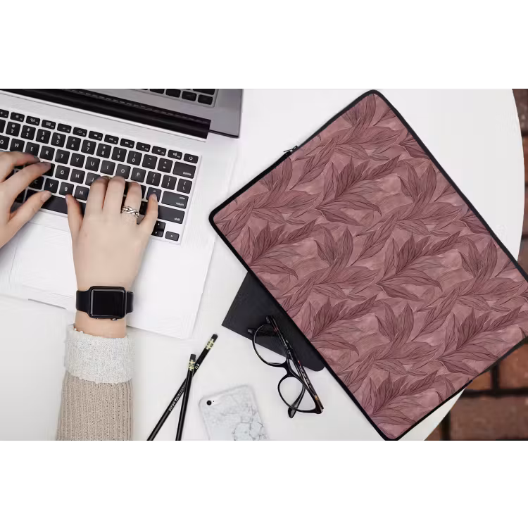 Bladeren - Patroon - Paars laptophoes neopreen klein 279 -bureau