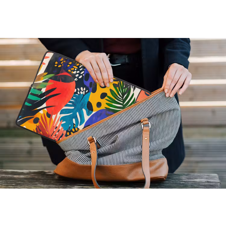 Bladeren - Vormen - Abstract - Kleurrijk laptophoes neopreen klein -tas