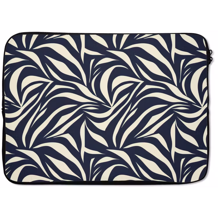 Bladvormen - Blauw - Patroon - Wit laptophoes neopreen klein 279 -zkaufland3dotto
