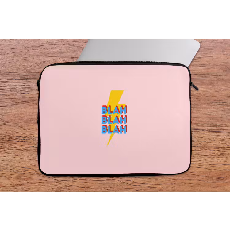 Blah - Bliksem - Roze laptophoes neopreen klein -tafel