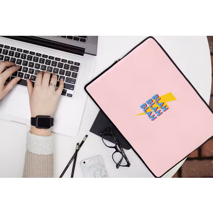 Blah - Bliksem - Roze laptophoes neopreen klein -bureau