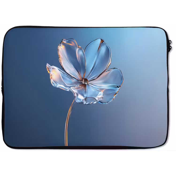 Blauw - Bloem - Glazen - Sierlijk laptophoes neopreen klein -zkaufland3dotto