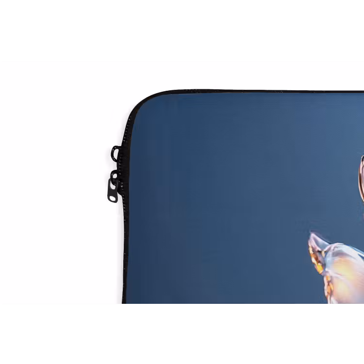 Blauw - Bloem - Glazen - Sierlijk laptophoes neopreen klein -detail