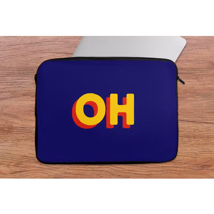 Blauw - Geel - OH - Schaduw laptophoes neopreen klein -tafel