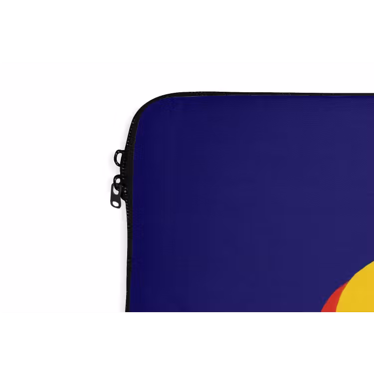 Blauw - Geel - OH - Schaduw laptophoes neopreen klein -detail