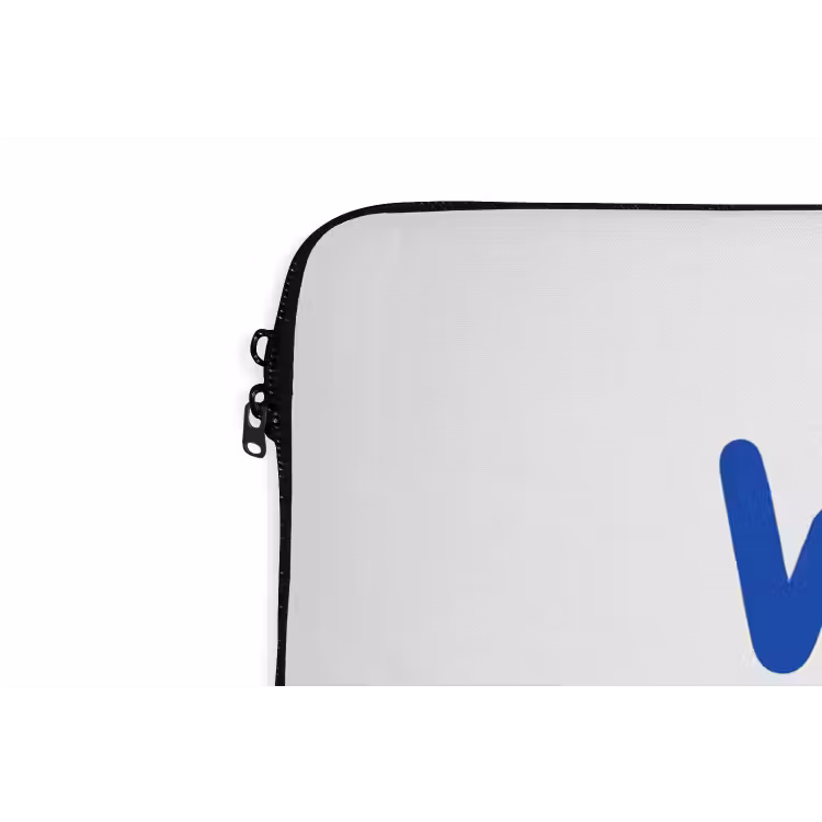 Blauw - Quote - Wit laptophoes neopreen klein -detail