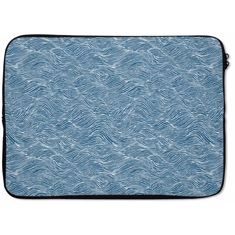 Blauw - Wit - Golven - Getekend - Textuur laptophoes neopreen klein 279 -zkaufland3dotto