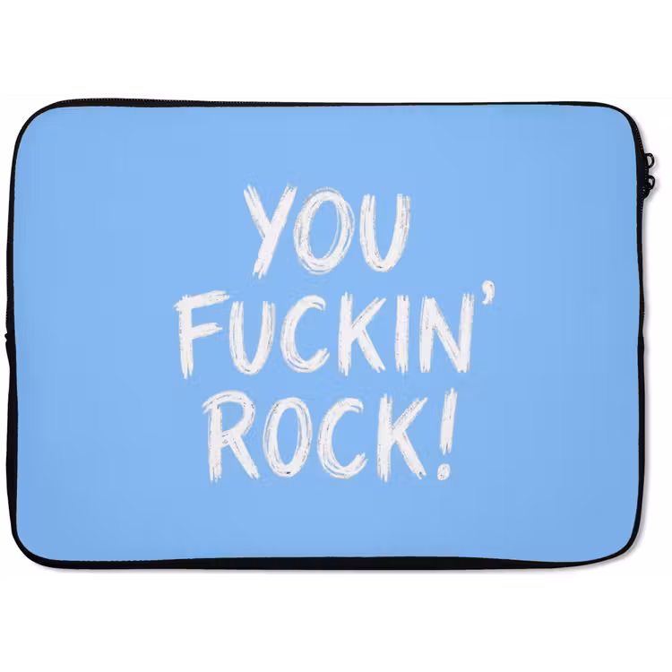 Blauw - Wit - You fuckin rock laptophoes neopreen klein -zkaufland3dotto