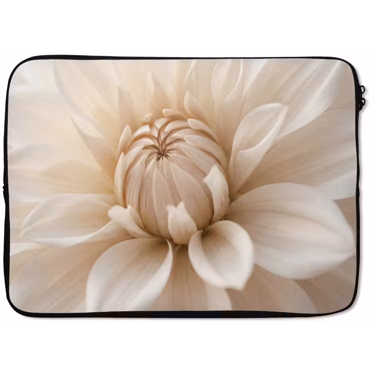 Bloem - Dahlia - Wit laptophoes neopreen klein -zkaufland3dotto