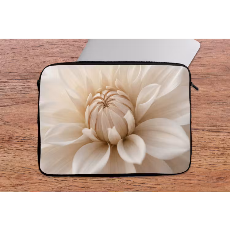 Bloem - Dahlia - Wit laptophoes neopreen klein -tafel