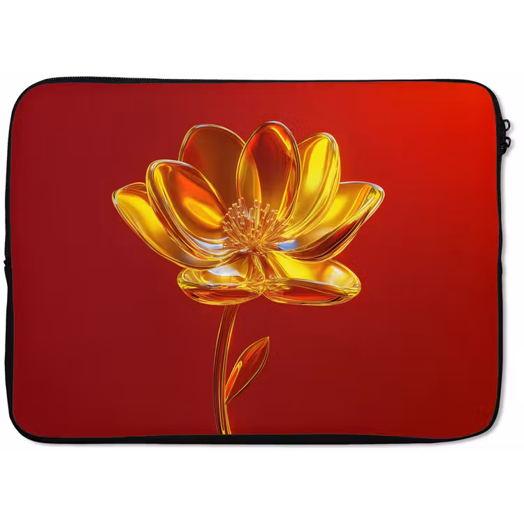 Bloem - Goud - Glazen laptophoes neopreen klein -zkaufland3dotto