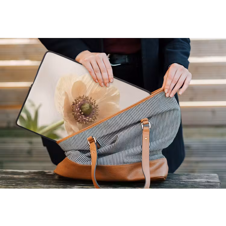 Bloem - Minimalistisch - Groen laptophoes neopreen klein -tas