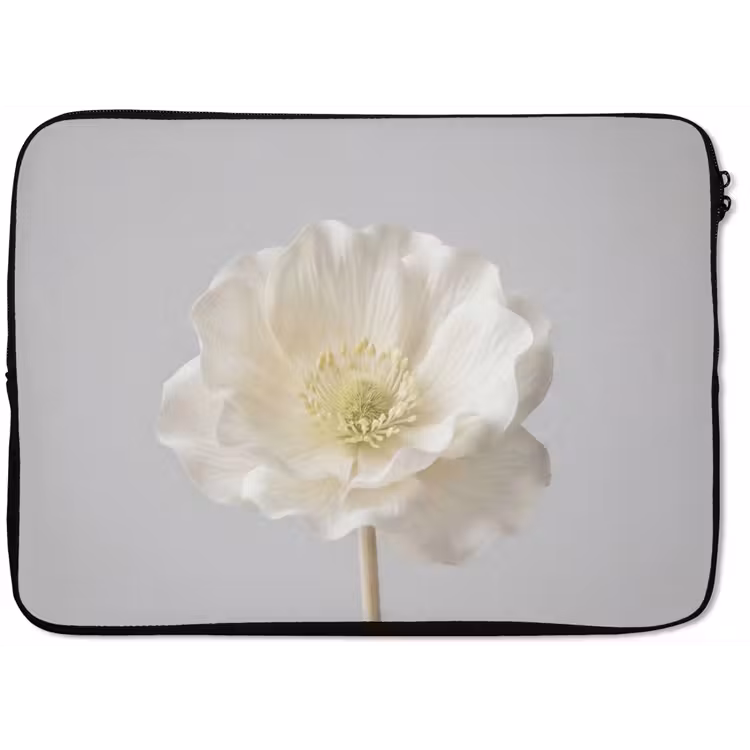 Bloem - Minimalistisch -Wit laptophoes neopreen klein -zkaufland3dotto
