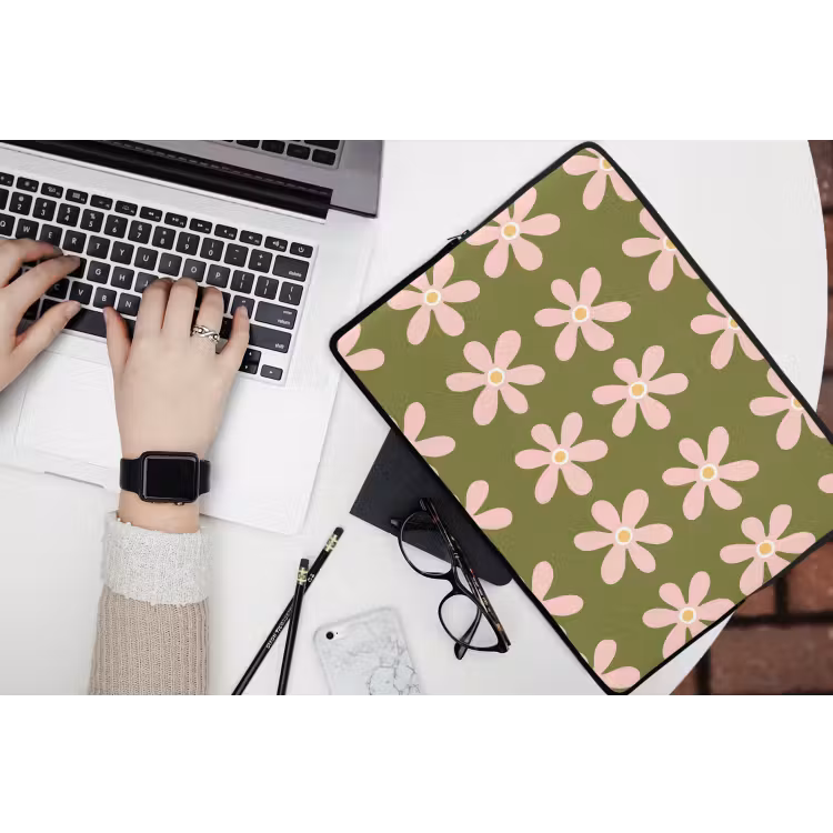 Bloem - Modern - Groen laptophoes neopreen klein 279 -bureau