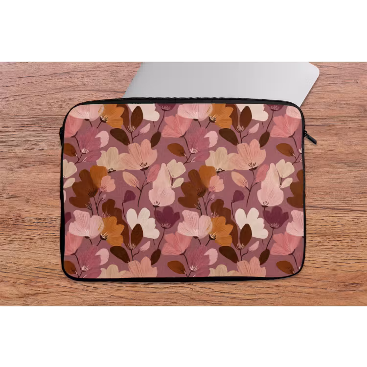 Bloem - Patroon - Roze laptophoes neopreen klein 279 -tafel