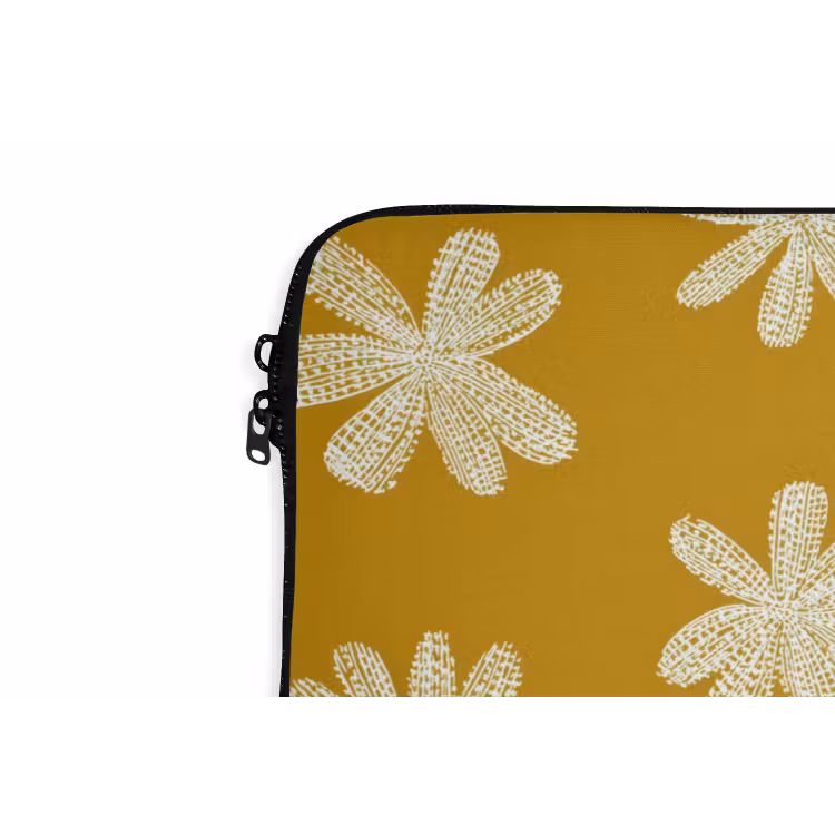 Bloem - Speels - Okergeel laptophoes neopreen klein 279 -detail