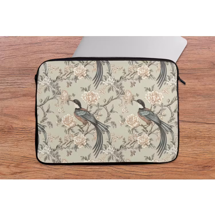 Bloem - Vogel - Kleurrijk laptophoes neopreen klein 279 -tafel