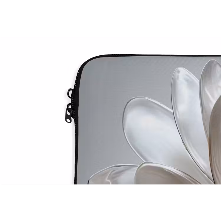 Bloem - Wit - Neutraal laptophoes neopreen klein -detail