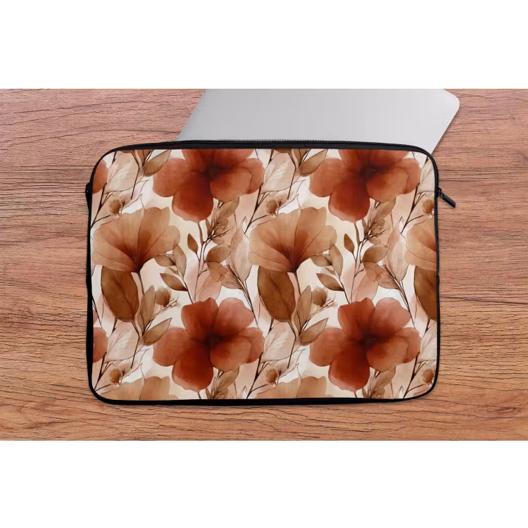 Bloemen - Aquarel - Botanisch - Terracotta laptophoes neopreen klein 279 -tafel