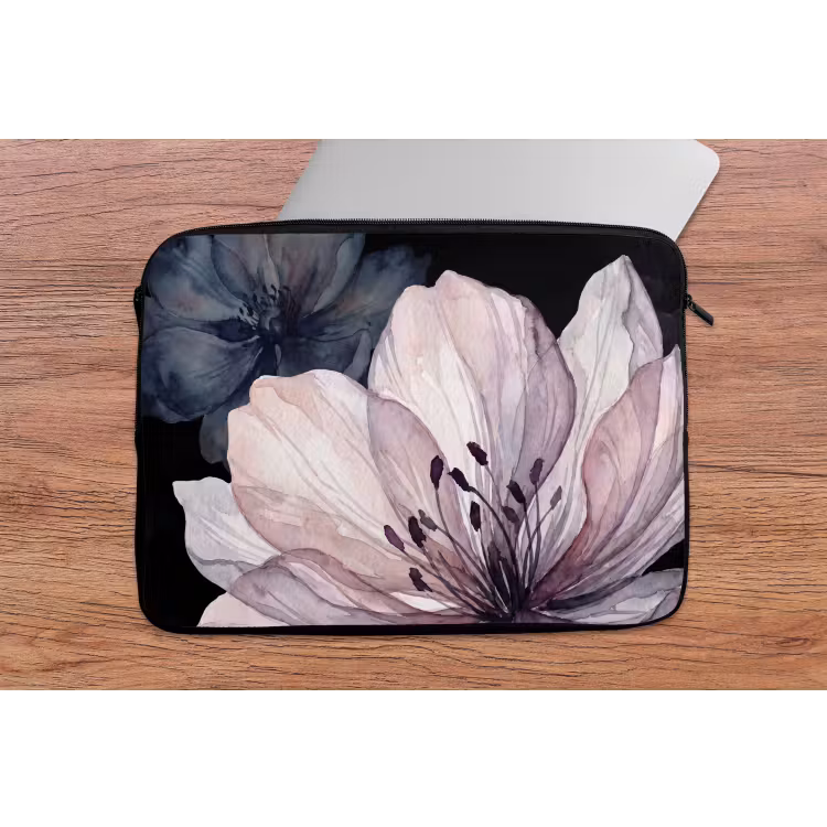 Bloemen - Aquarel - Modern - Roze - Donker laptophoes neopreen klein -tafel