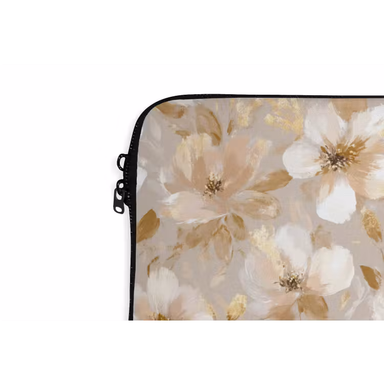 Bloemen - artistiek - Goud laptophoes neopreen klein 279 -detail
