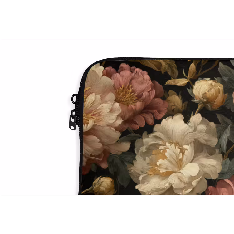 Bloemen - Barok - Patroon - Roze - Crème laptophoes neopreen klein 279 -detail