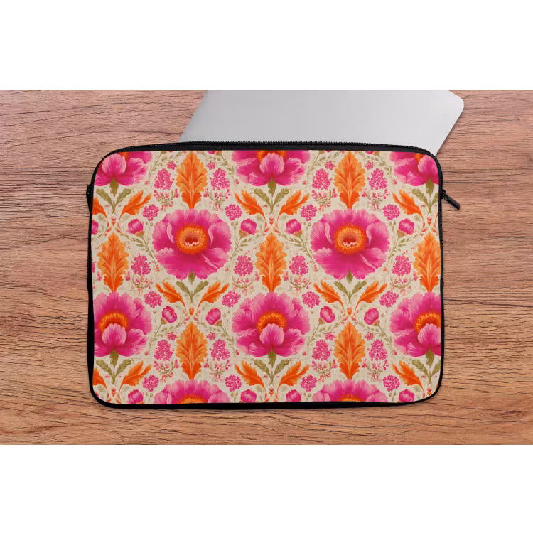 Bloemen - Barok - Roze - Oranje laptophoes neopreen klein 279 -tafel