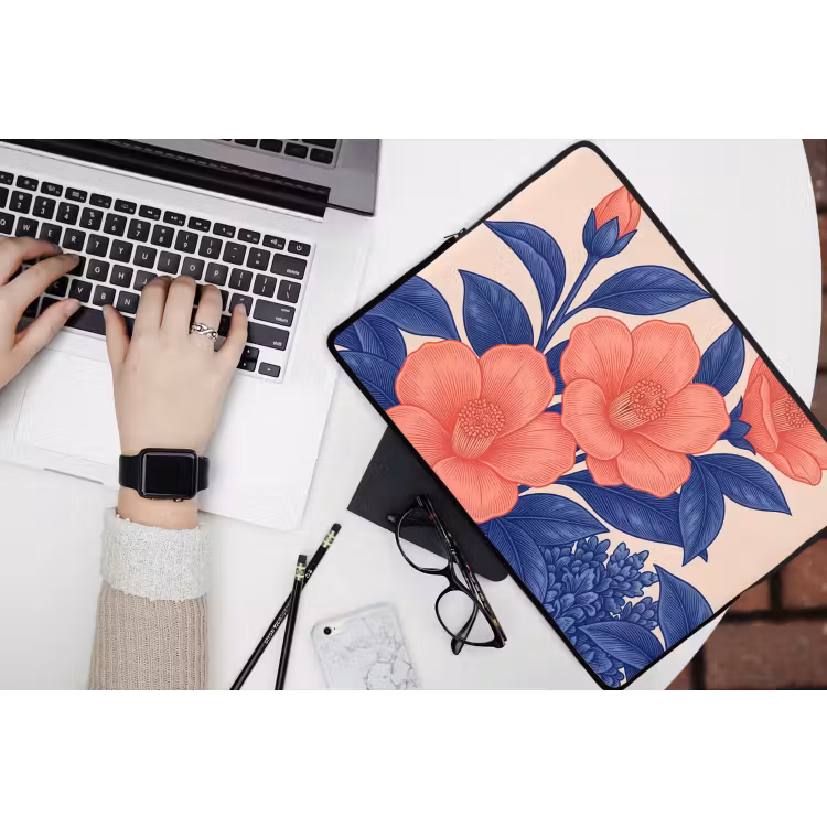 Laptophoes Bloemen - Bladeren - Botanisch - Bloemen - Bladeren - Botanisch laptophoes neopreen klein
