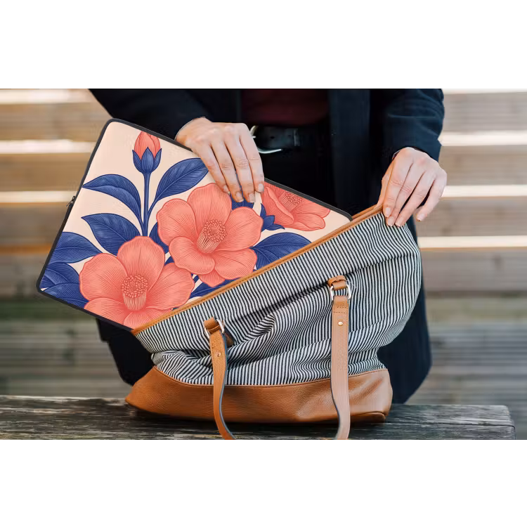 Laptophoes Bloemen - Bladeren - Botanisch - Bloemen - Bladeren - Botanisch laptophoes neopreen klein