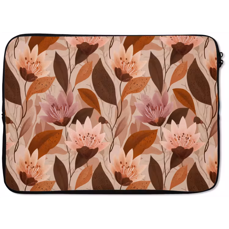 Bloemen - Bladeren - Bruin laptophoes neopreen klein 279 -zkaufland3dotto