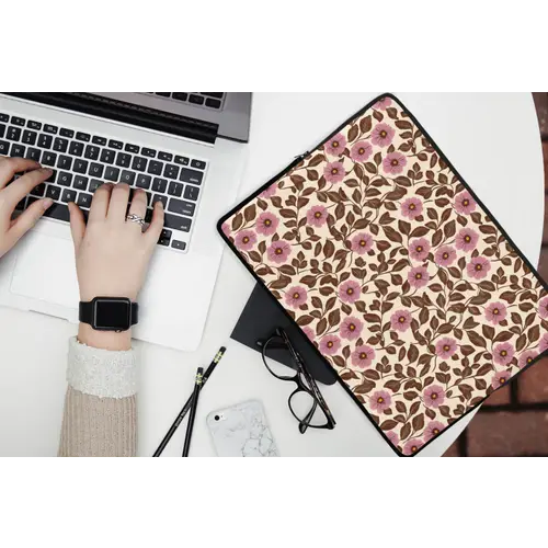 Bloemen - Bladeren - Kleurrijk laptophoes neopreen klein 279 -bureau