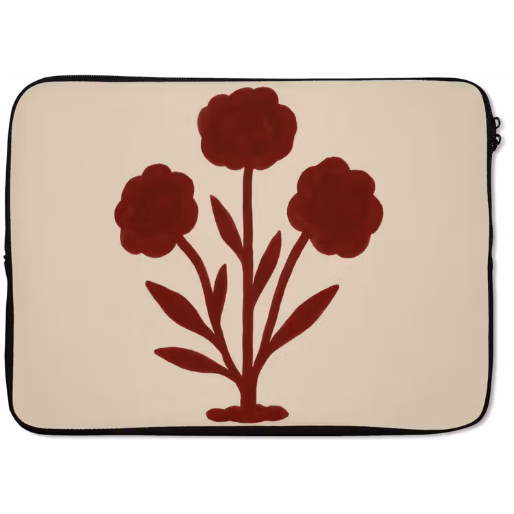 Bloemen - Bladeren - Rood - Minimalistisch laptophoes neopreen klein -zkaufland3dotto