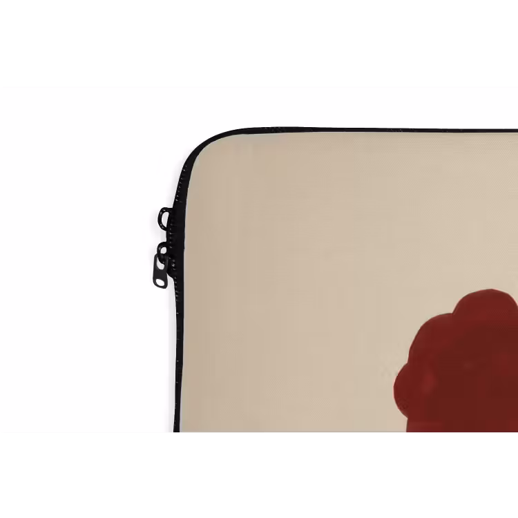 Bloemen - Bladeren - Rood - Minimalistisch laptophoes neopreen klein -detail