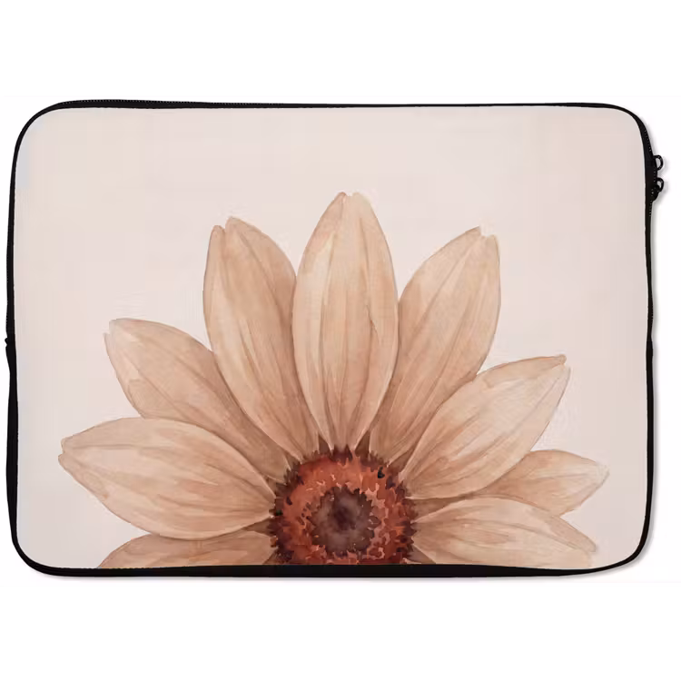 Bloemen - Bloemblad - Natuur - Aquarel - Beige laptophoes neopreen klein -zkaufland3dotto