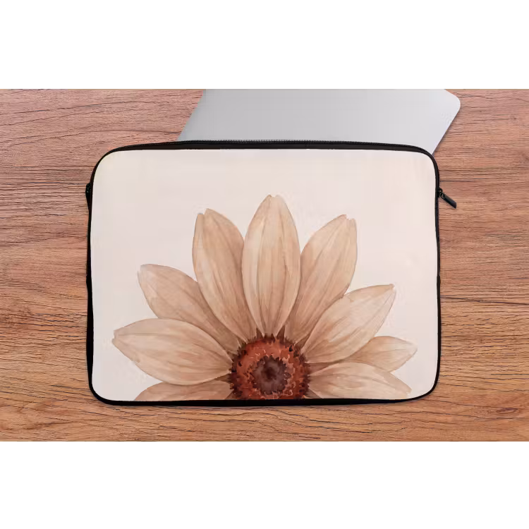 Bloemen - Bloemblad - Natuur - Aquarel - Beige laptophoes neopreen klein -tafel