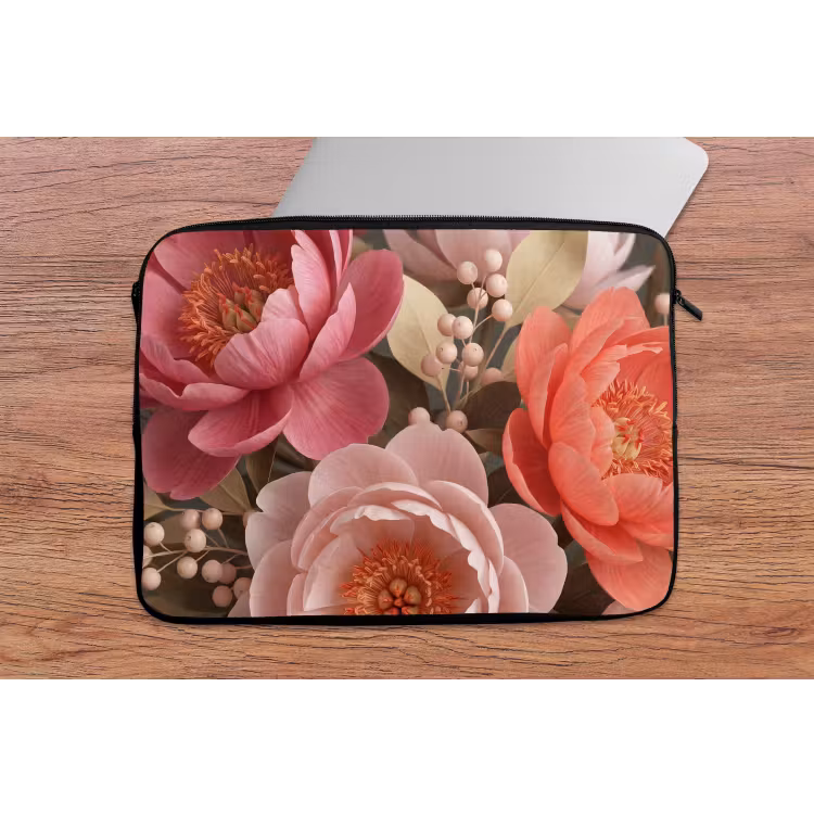 Bloemen - Bloesem - Zacht - Koraal - Decoratie laptophoes neopreen klein -tafel
