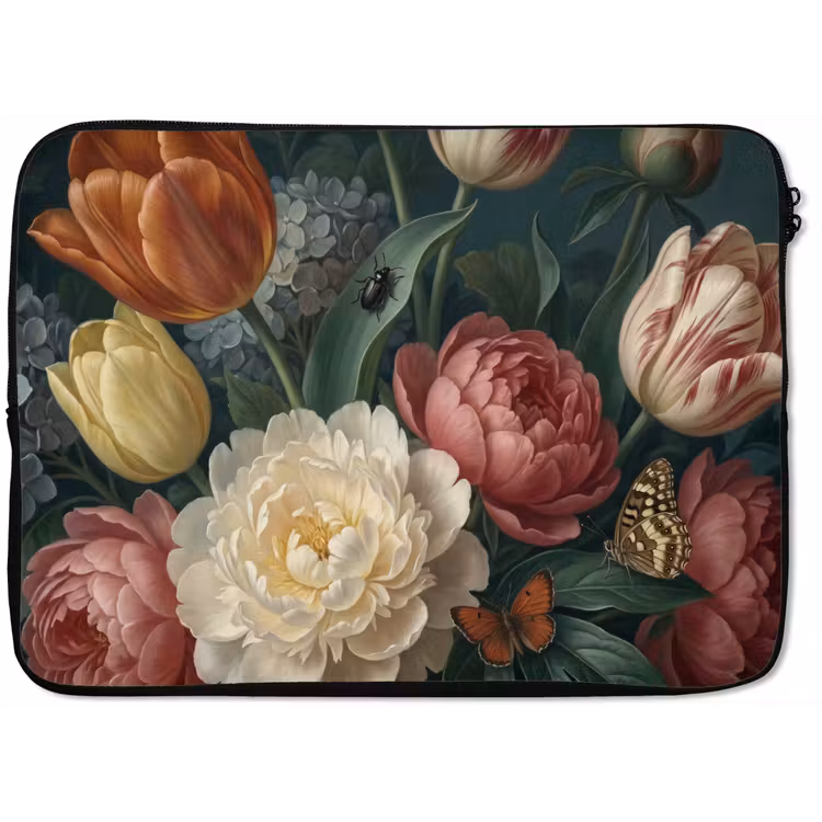 Bloemen - Boeket - Natuur - Klassiek - Donker laptophoes neopreen klein -zkaufland3dotto