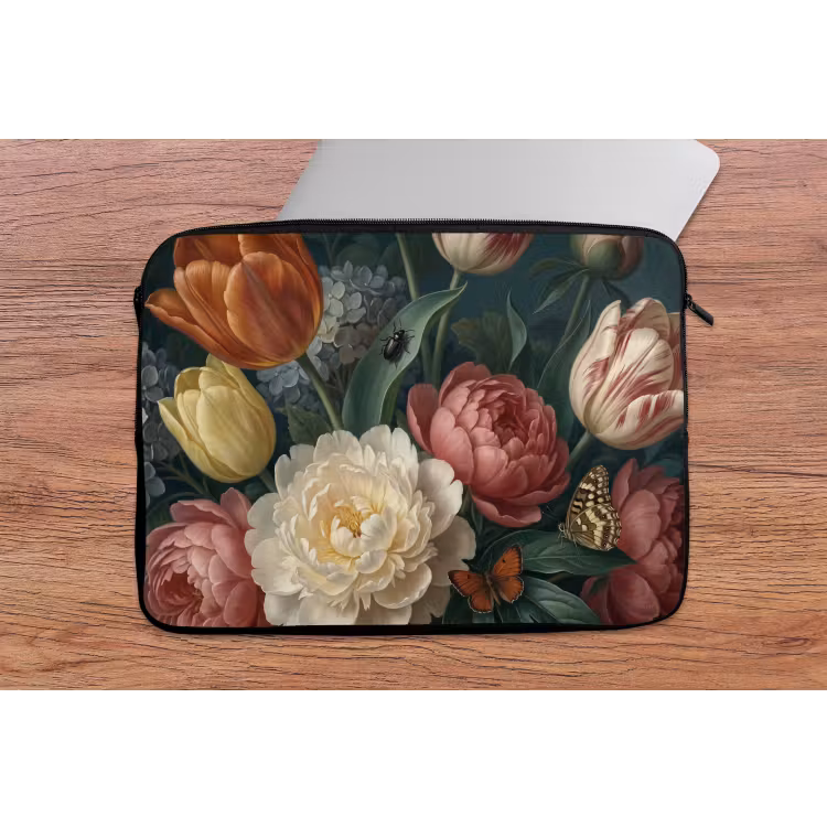 Bloemen - Boeket - Natuur - Klassiek - Donker laptophoes neopreen klein -tafel
