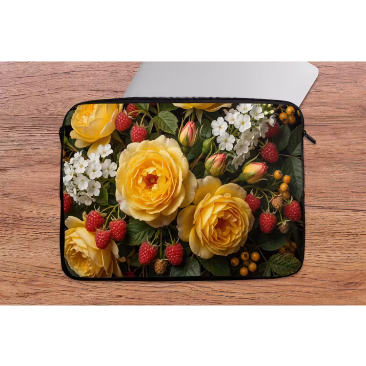 Bloemen - Boeket - Natuur - Klassiek - Geel laptophoes neopreen klein -tafel
