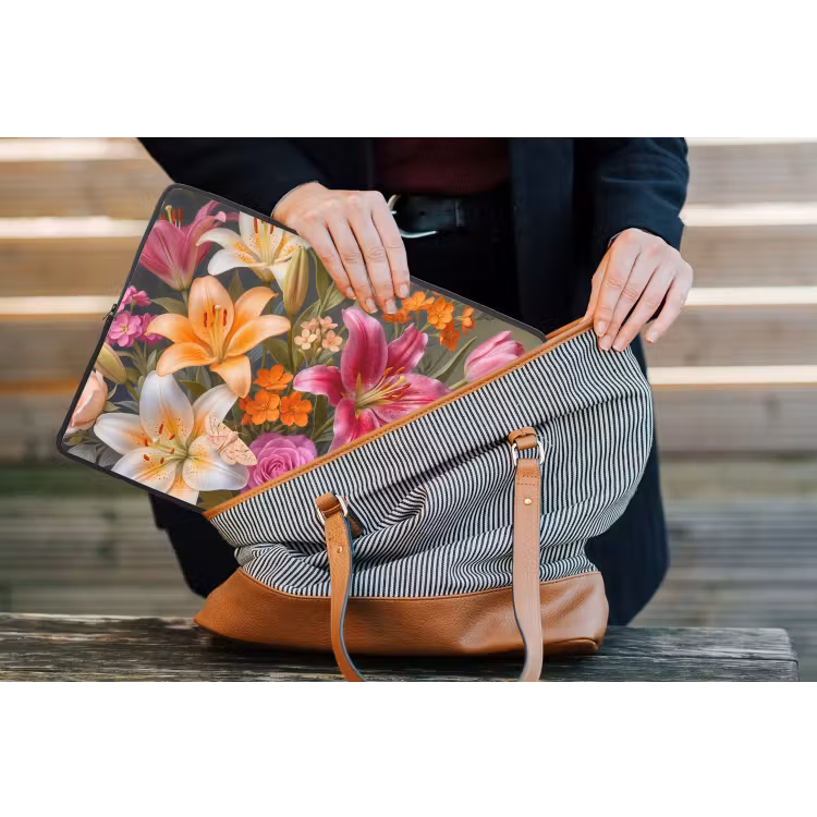 Bloemen - Boeket - Natuur - Kleurrijk - Modern laptophoes neopreen klein -tas