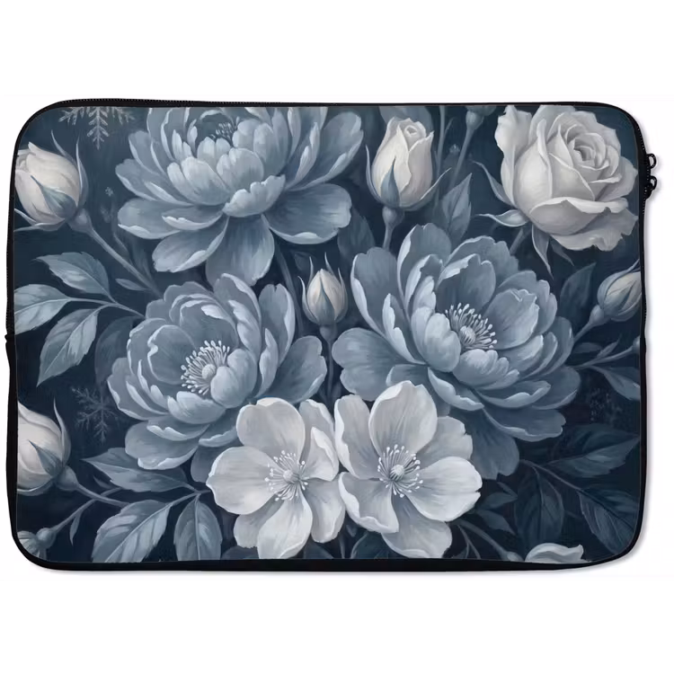Bloemen - Boeket - Winter - Abstract - Blauw laptophoes neopreen klein -zkaufland3dotto