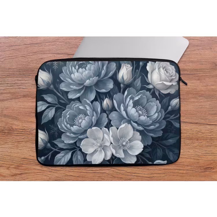 Bloemen - Boeket - Winter - Abstract - Blauw laptophoes neopreen klein -tafel