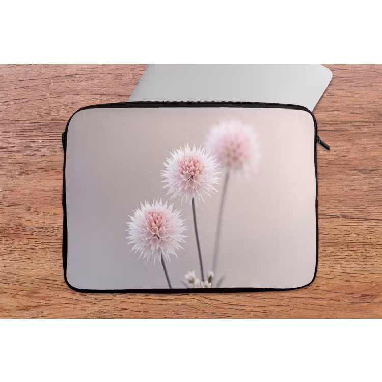 Bloemen - Bollen - Roze laptophoes neopreen klein -tafel