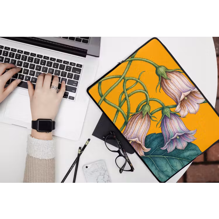 Laptophoes Bloemen - Botanisch - Geel - Bloemen - Botanisch - Geel laptophoes neopreen klein