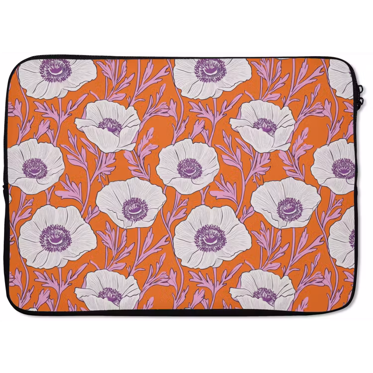 Bloemen - Grafisch - Oranje laptophoes neopreen klein 279 -zkaufland3dotto