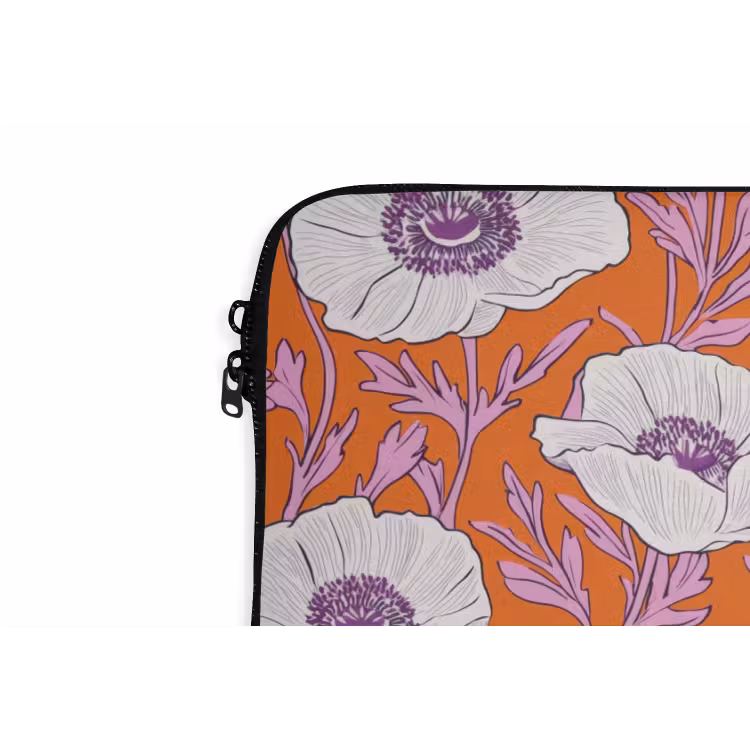 Bloemen - Grafisch - Oranje laptophoes neopreen klein 279 -detail