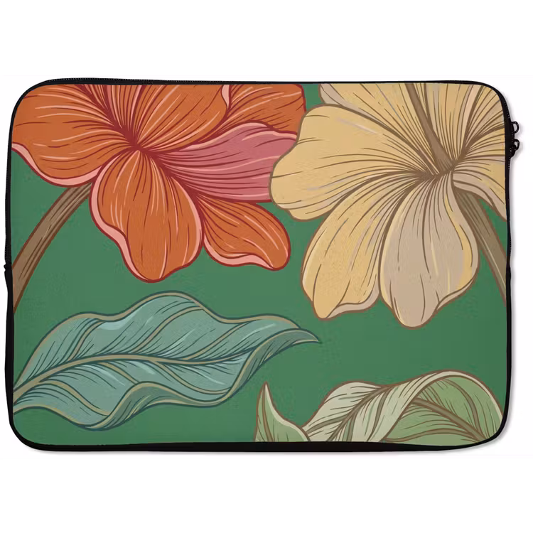 Laptophoes Bloemen - Groen - Illustratie - Bloemen - Groen - Illustratie laptophoes neopreen klein