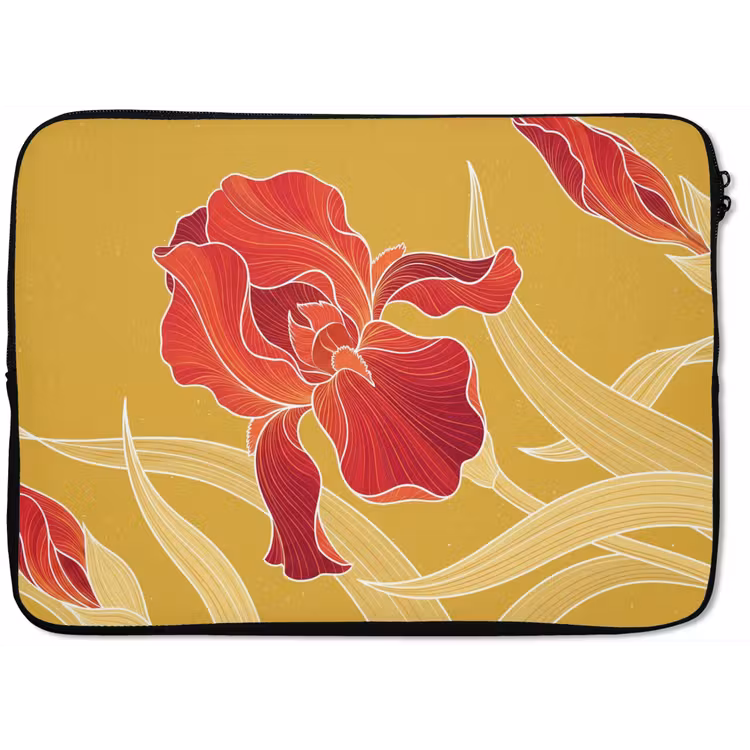 Laptophoes Bloemen - Illustratie - Rood - Bloemen - Illustratie - Rood laptophoes neopreen klein