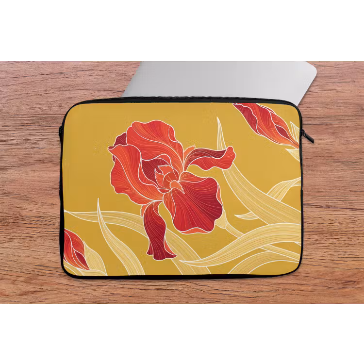 Laptophoes Bloemen - Illustratie - Rood - Bloemen - Illustratie - Rood laptophoes neopreen klein