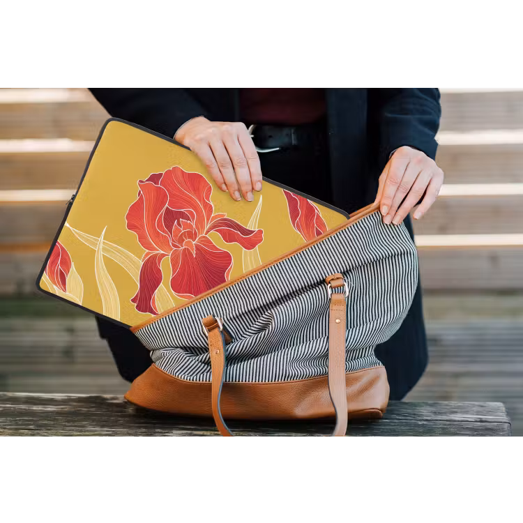 Laptophoes Bloemen - Illustratie - Rood - Bloemen - Illustratie - Rood laptophoes neopreen klein